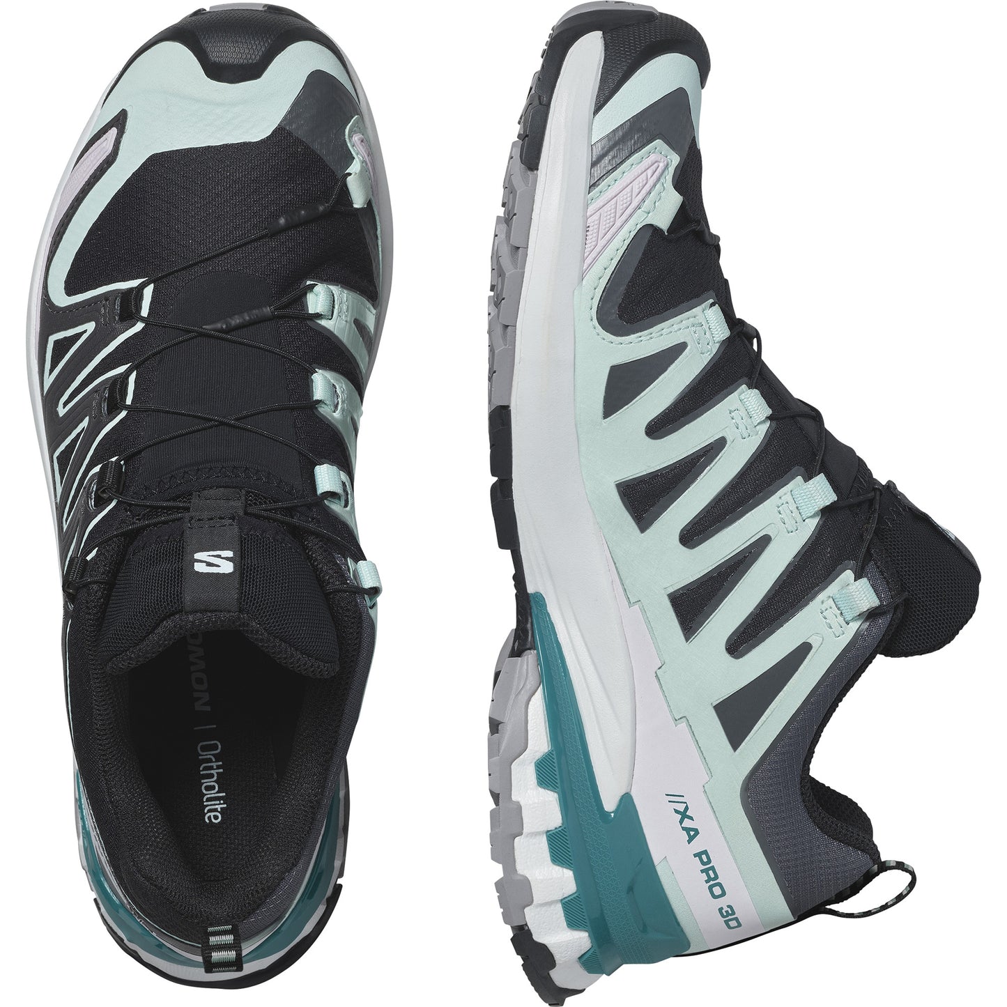 XA PRO 3D V9 GTX Women Outdoor Shoes in Black / Bleached Aqua / Harbor Blue