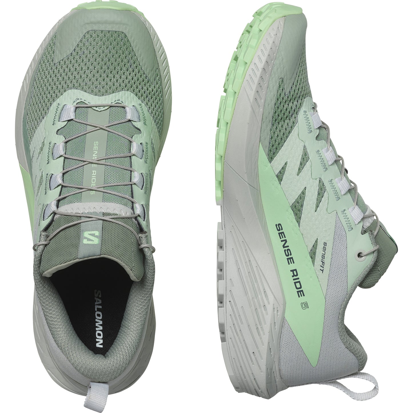 SENSE RIDE 5 Women Trail Running Shoes in Lily Pad / Metal / Green Ash