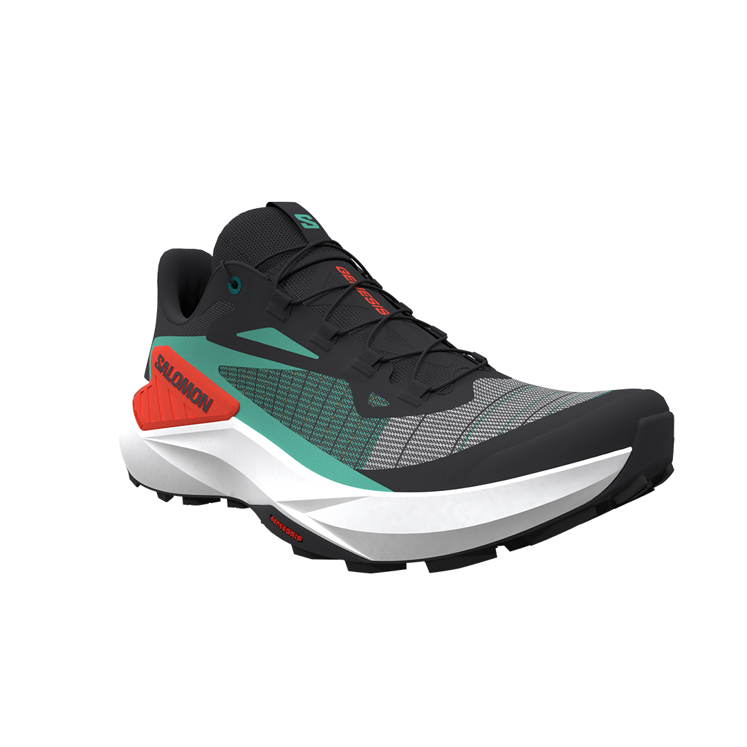 GENESIS Men Trail Running Shoes Black/Electric Green/Cherry Tomato