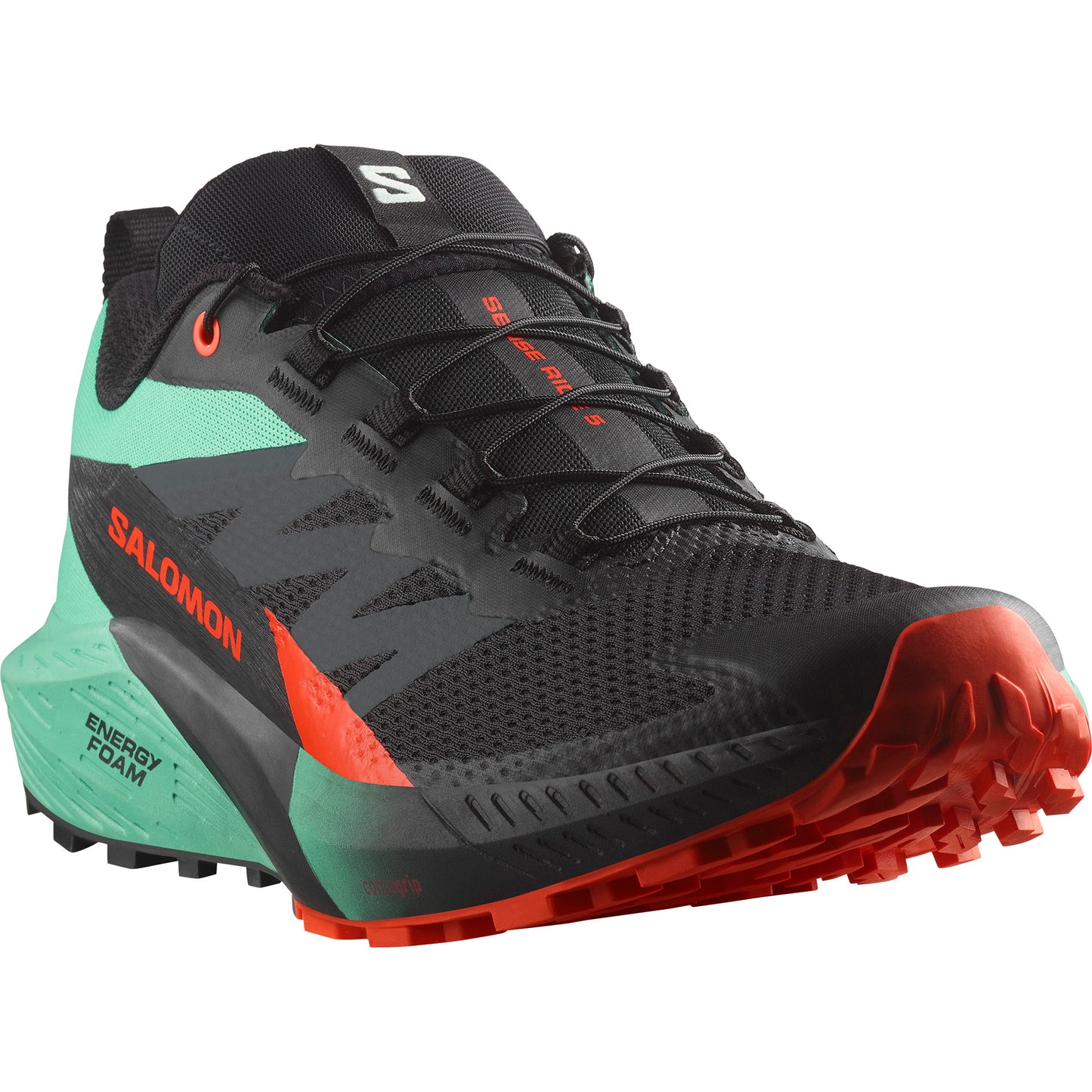 SENSE RIDE 5 Men Trail Running Shoes in Black / Bay / Cherry Tomato