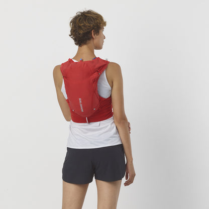 ADV SKIN 12 WITH FLASKS Unisex Trail Running Vest in Goji Berry