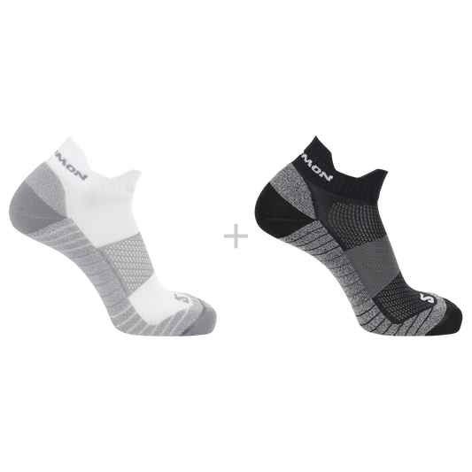 AERO ANKLE 2-PACK Unisex Running Socks in Black / White