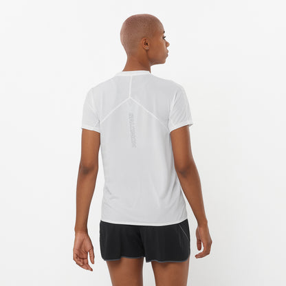 SENSE AERO SS TEE GFX Women Running in White / Gray Violet