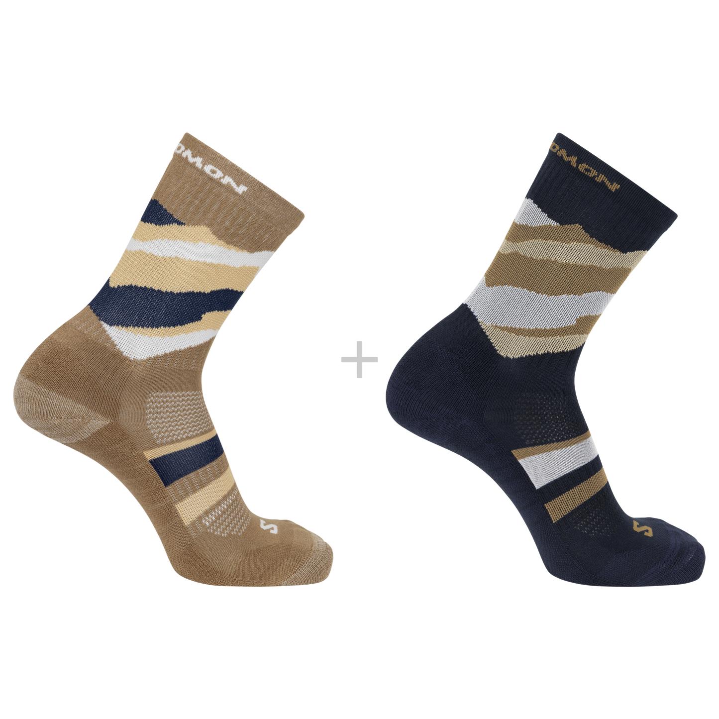 OUT ALPS CREW 2-PACK Unisex Hiking  Socks in Carbon / Bronze Brown