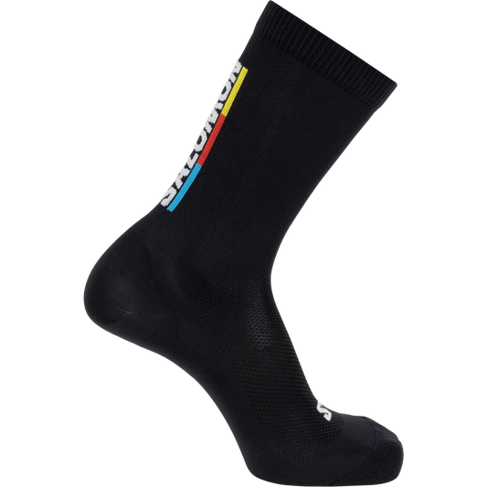 PULSE RACE FLAG CREW Unisex Running  Socks in Black / Bright Red / Lemon