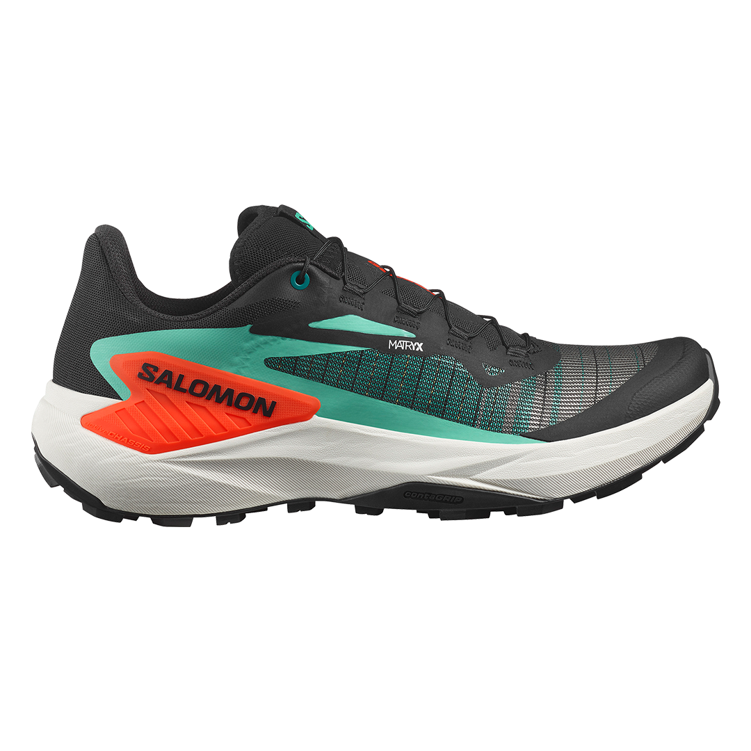 GENESIS Men Trail Running Shoes Black/Electric Green/Cherry Tomato